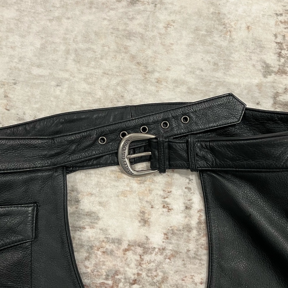 Harley Davidson Leather Motorcycle Riding Chaps Pants Size Large - Picture 7 of 12